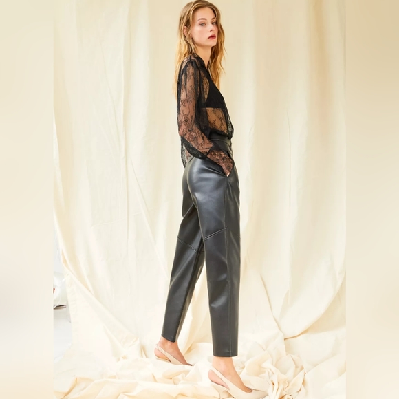 Le Fou Wilfred Moonwalk Pant Vegan Leather High Rise Pleats 80s Size 4 - Picture 6 of 9